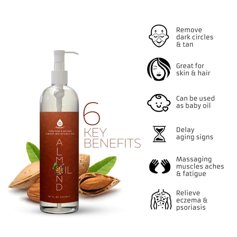 Pursonic 100% Natural Sweet Almond Oil for Skin â€“ Nourishing formula for Body & Hair Care, Aromatherapy, Moisturizing and Massage - Almond Essential Oil for Glowing Skin & Healthy Hair - Image 5